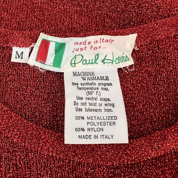 Vintage Paul Harris Metallic Red Long Sleeve‎ Sweater Medium Holiday Christmas - Picture 7 of 8